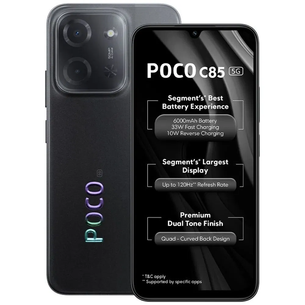 POCO C85 5G - Refurbished_Power Black_Top_125700