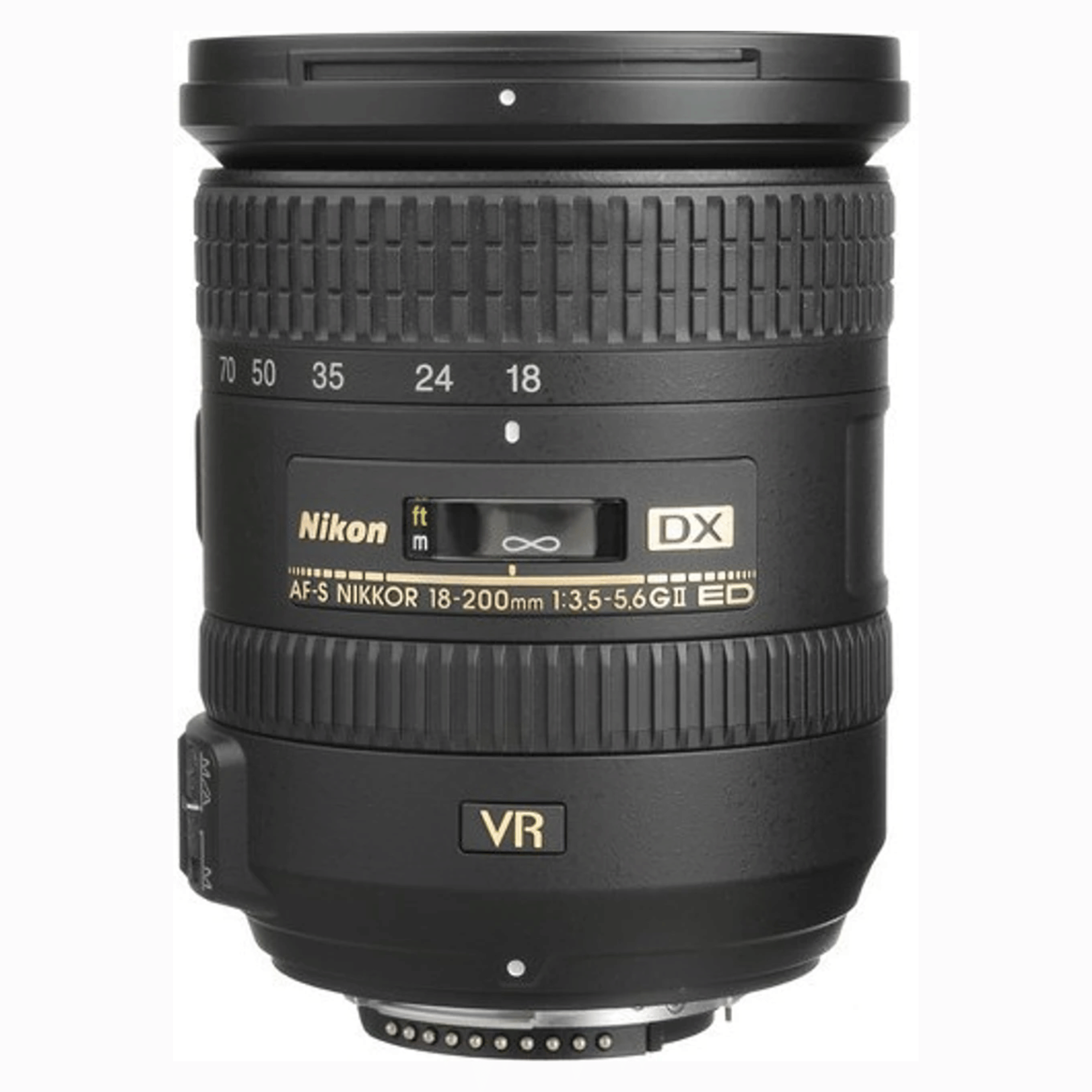 Nikon AF-S DX NIKKOR 18-200mm f/3.5-5.6G ED VR Telephoto Zoom Lens - Refurbished Good - Black - Refurbished_Black_Front_117221