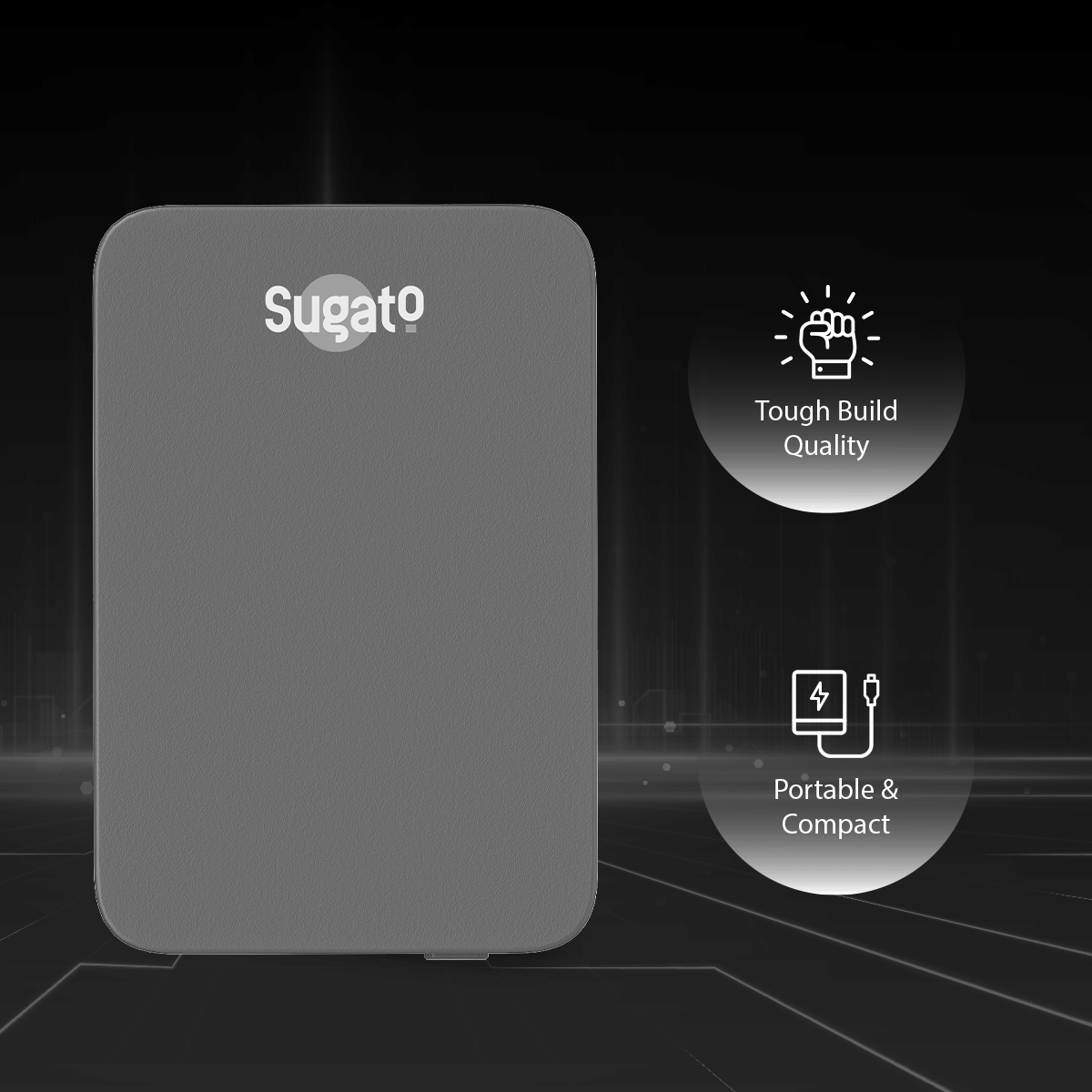 Sugato Supercharge 10000 mAh - Powerbank - Grey_Grey_Back_64593