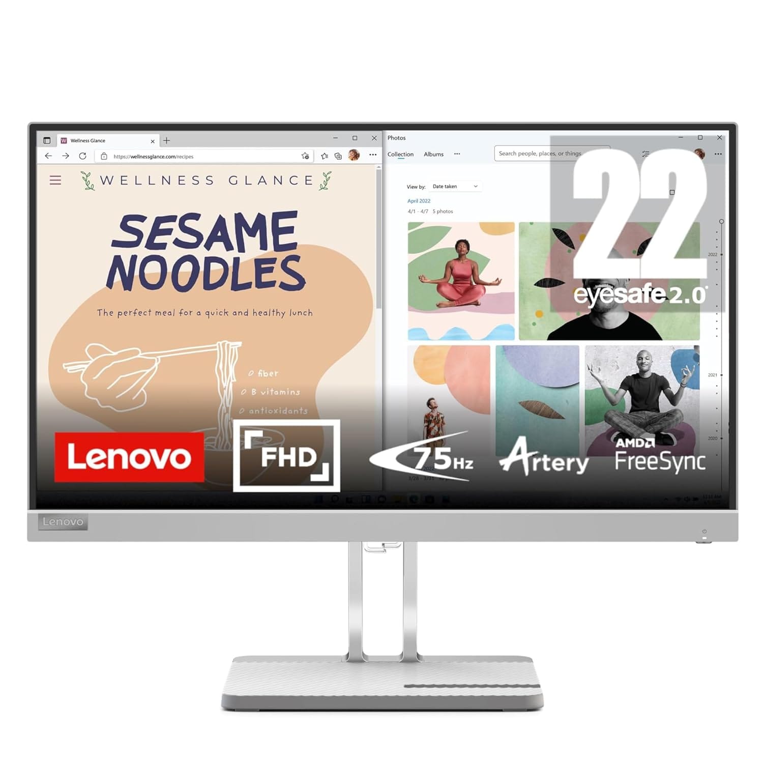 Lenovo L22e 40 21.4 Inch 75 Hz UltraSlim Full HD IPS Monitor  - Unboxed_White_Front_87090