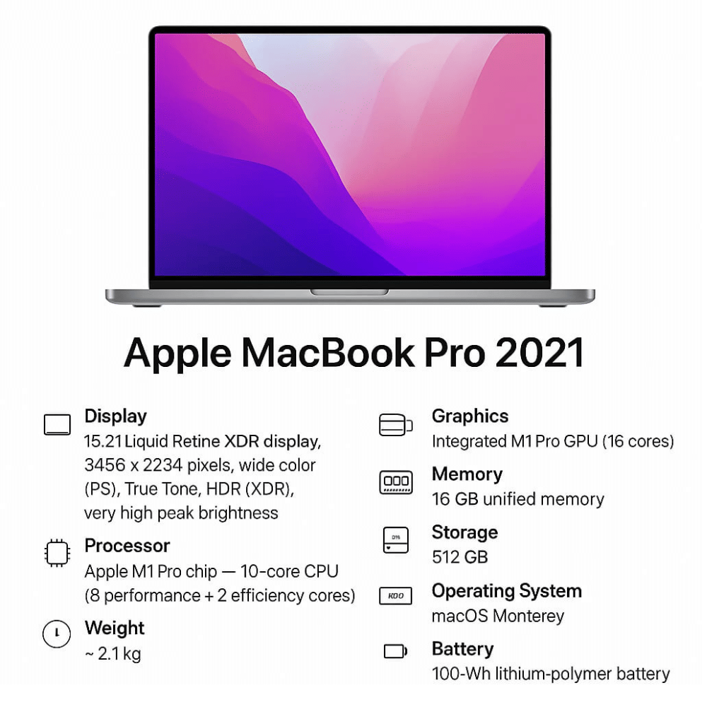 Apple MacBook Pro 2021 a2442 (Apple M1 Pro Chip 14 Inch)- Refurbished_Space Grey_Preview_63632