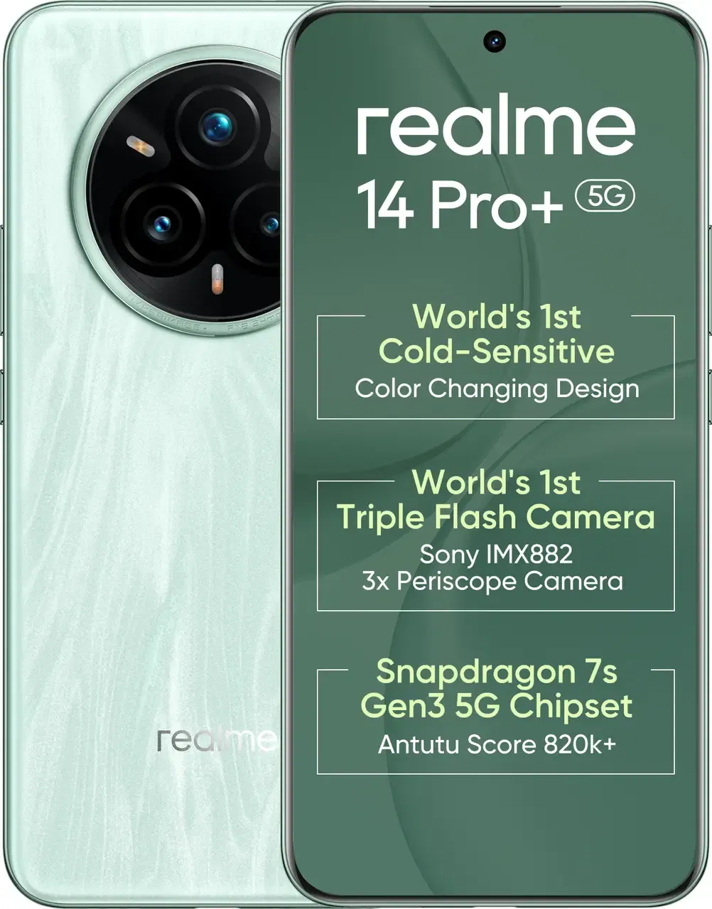Realme 14 Pro Plus 5G - Refurbished_Emerald Drift_Front_88543