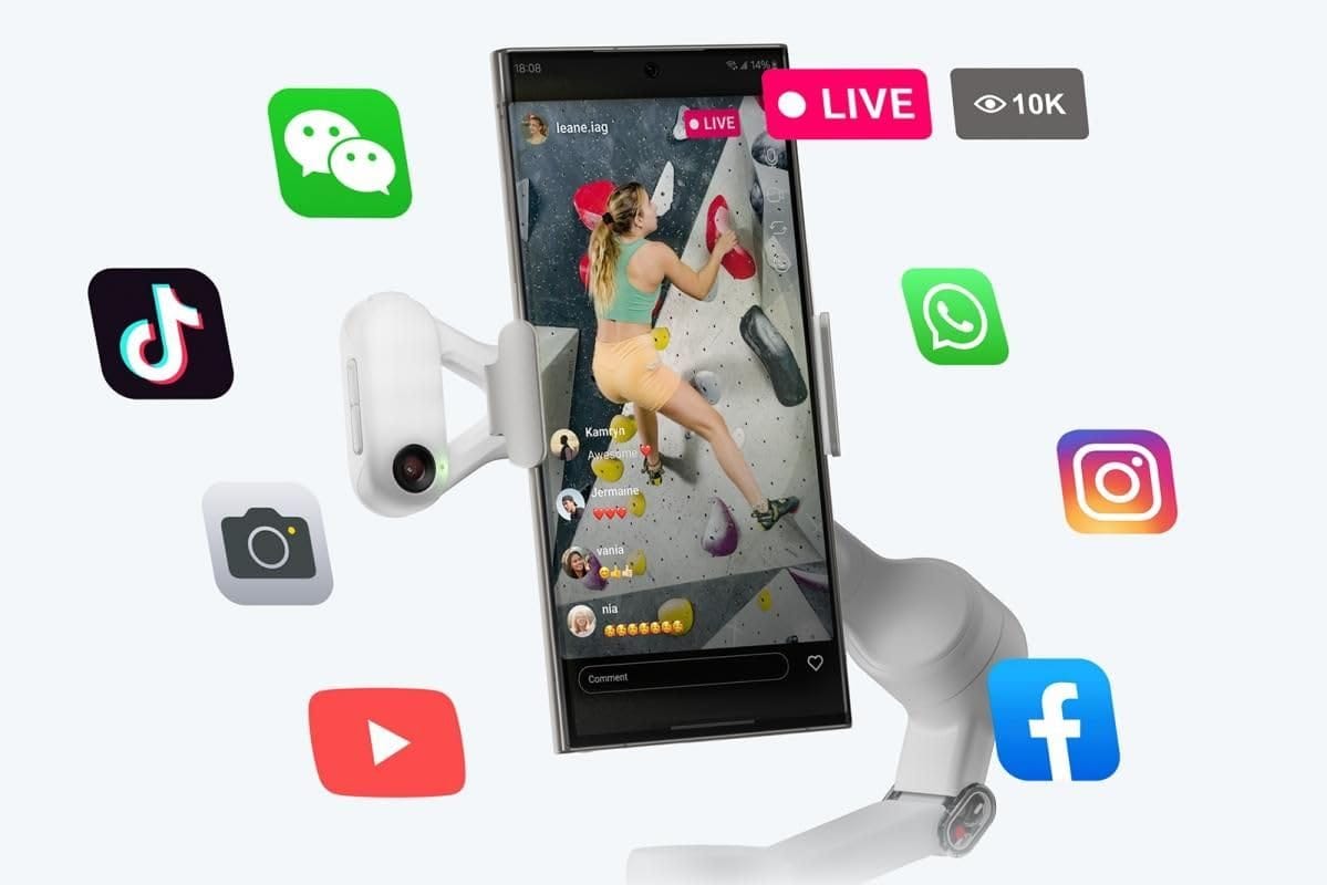 Insta360 Flow 2 AI Tracker Bundle Mobile Gimbal  - Unboxed_Stone Gray_Bottom_87425