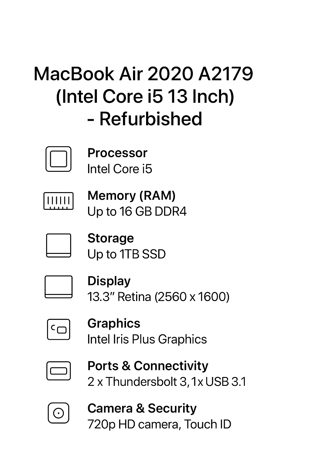 Apple MacBook Air 2020 A2179 (Intel Core i5 13 Inch)- Refurbished_All_Others_64533