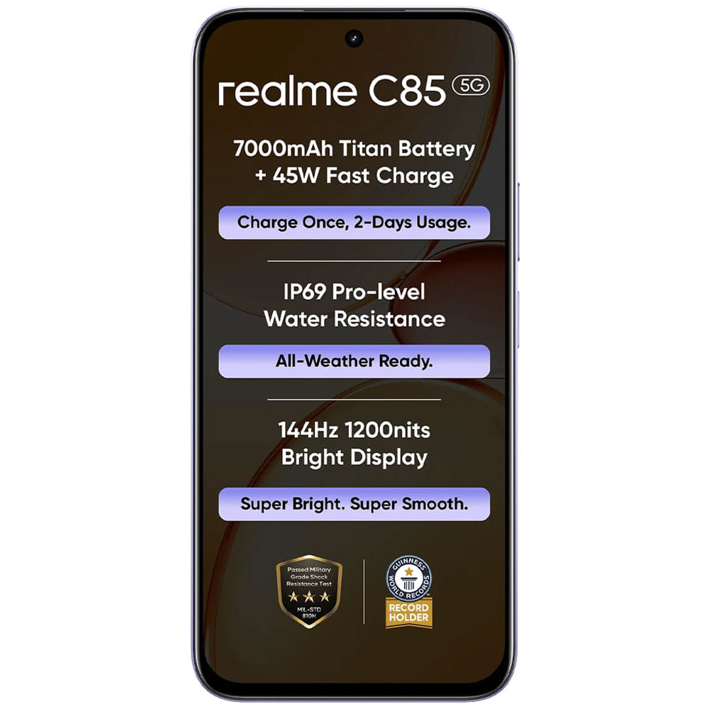 Realme C85 5G - Refurbished_Purple_Front_87984