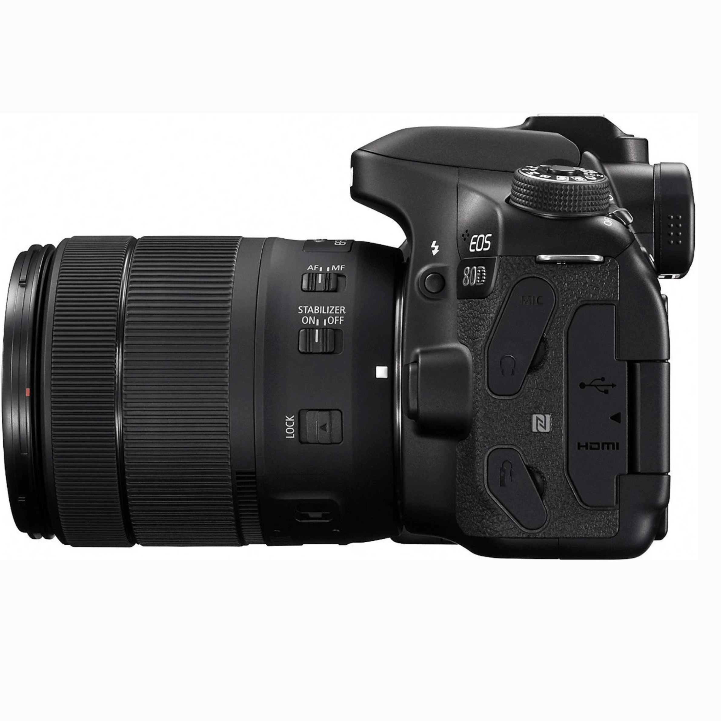 Canon EOS 80D 24.2 MP DSLR - Refurbished_Black_Left Side_123859