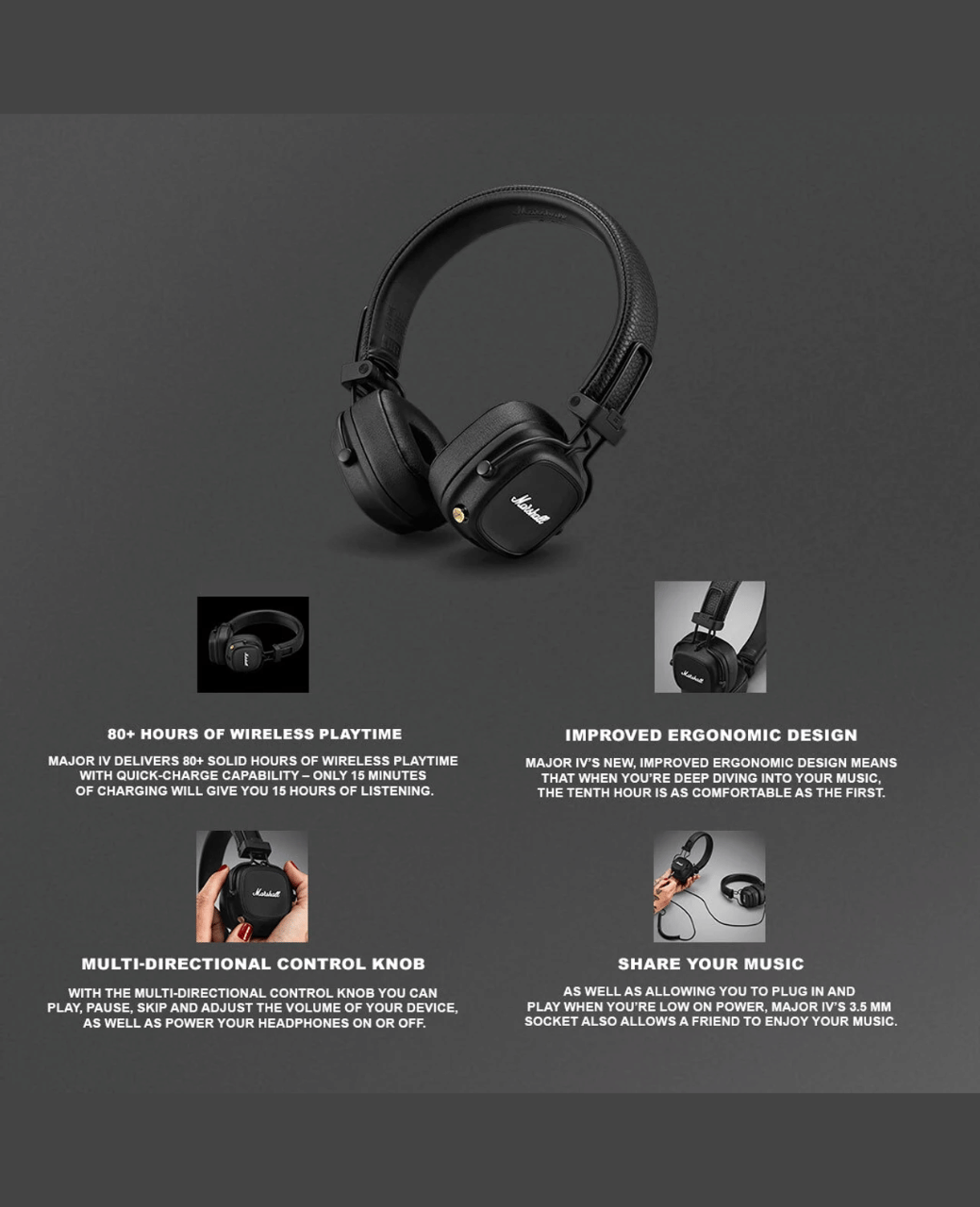Marshall Major IV Wireless Bluetooth On Ear Headphone with Mic - Unboxed_All_Others_117070