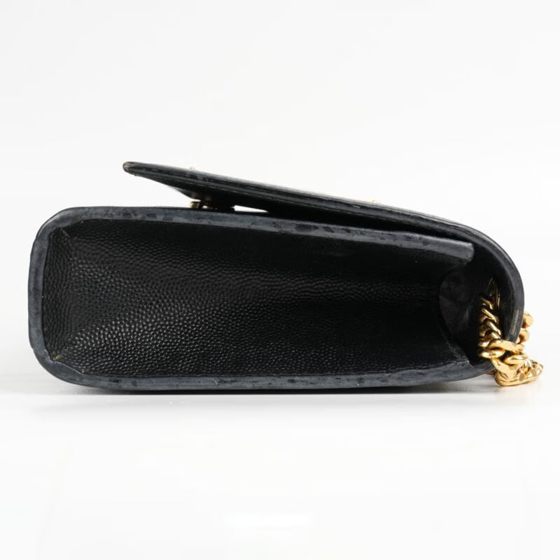 Saint Laurent Grain De Poudre Mini Monogram Shoulder Luxury Bag - Pre-Loved - Black - Refurbished_Black_Bottom_64397