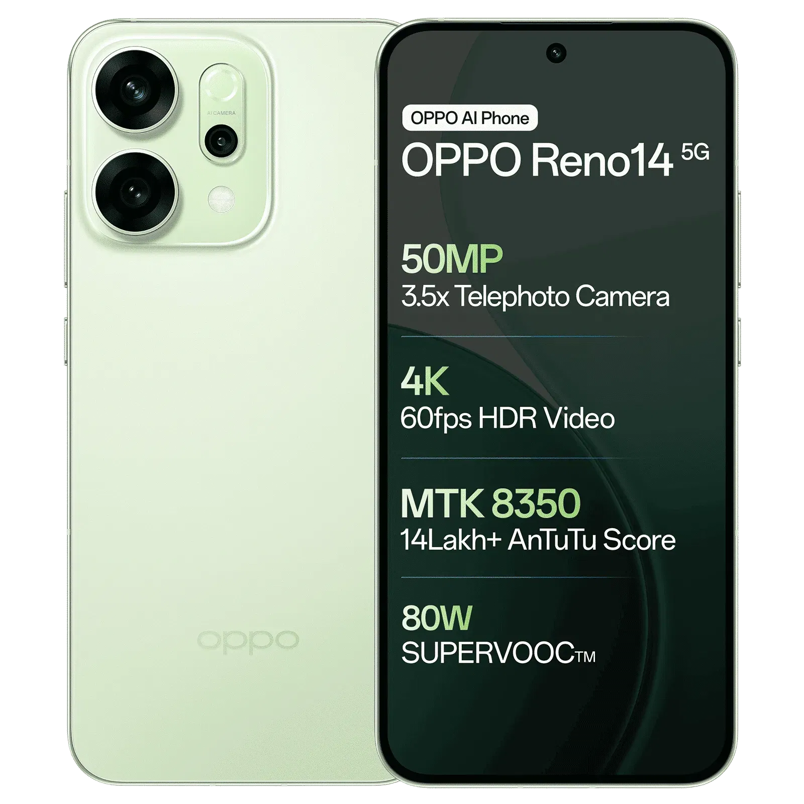 OPPO Reno14 5G - Refurbished_Mint Green_Back_87578