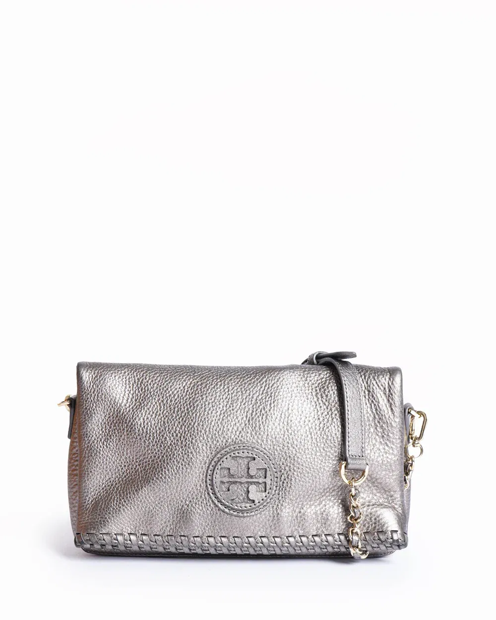 Tory Burch Marion Crossbody Luxury Bag - Pre-Loved - Metallic Grey - Refurbished_Metallic Grey_Front_64452